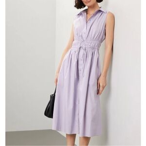 Thakoon Lavender Midi Shirt Dress MEDIUM Sleeveless Cotton Cottage Designer $345